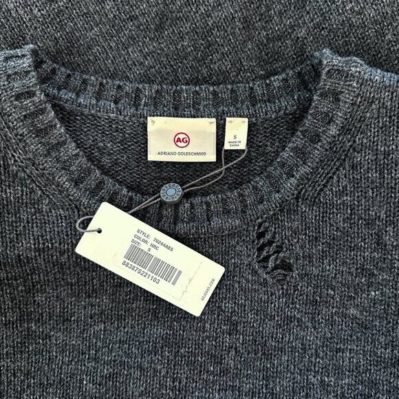 AG Adriano Goldschmied Thoman Slim Wool Alpaca Distressed Sweater Charcoal NWT S - Picture 5 of 5
